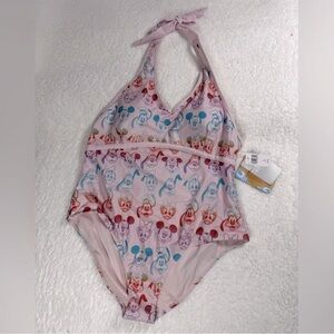 NWT Mickey, Minnie and Friends Disney One Piece Halter Top Swim Suit Size XL 👙